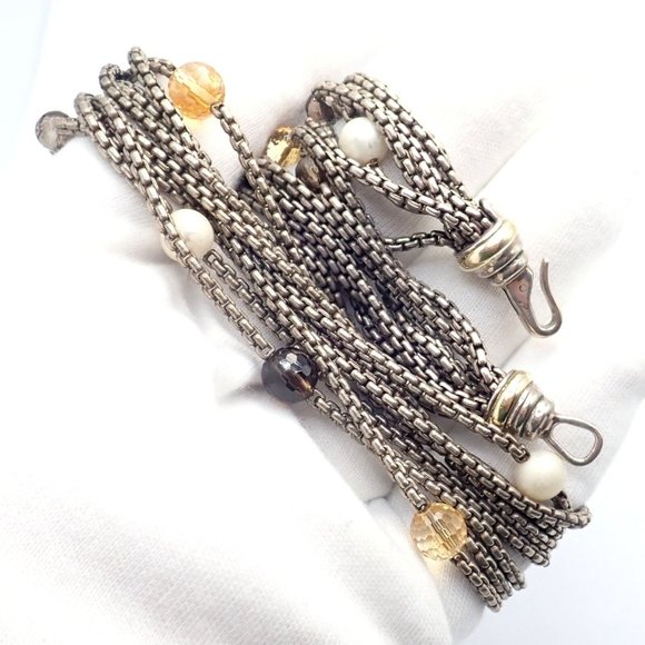 David Yurman DY 18k Yellow Gold Sterling Silver 8 Strand Box Chain Necklace - Picture 6 of 10